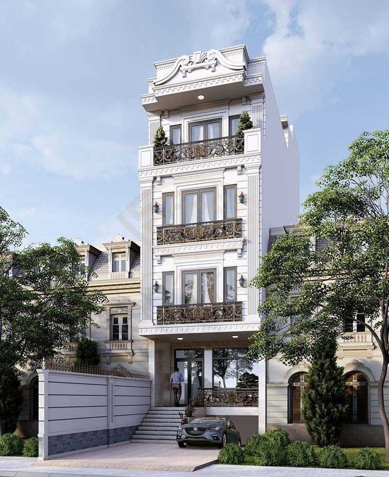 Mẫu nhà mặt tiền 6m tân cổ điển