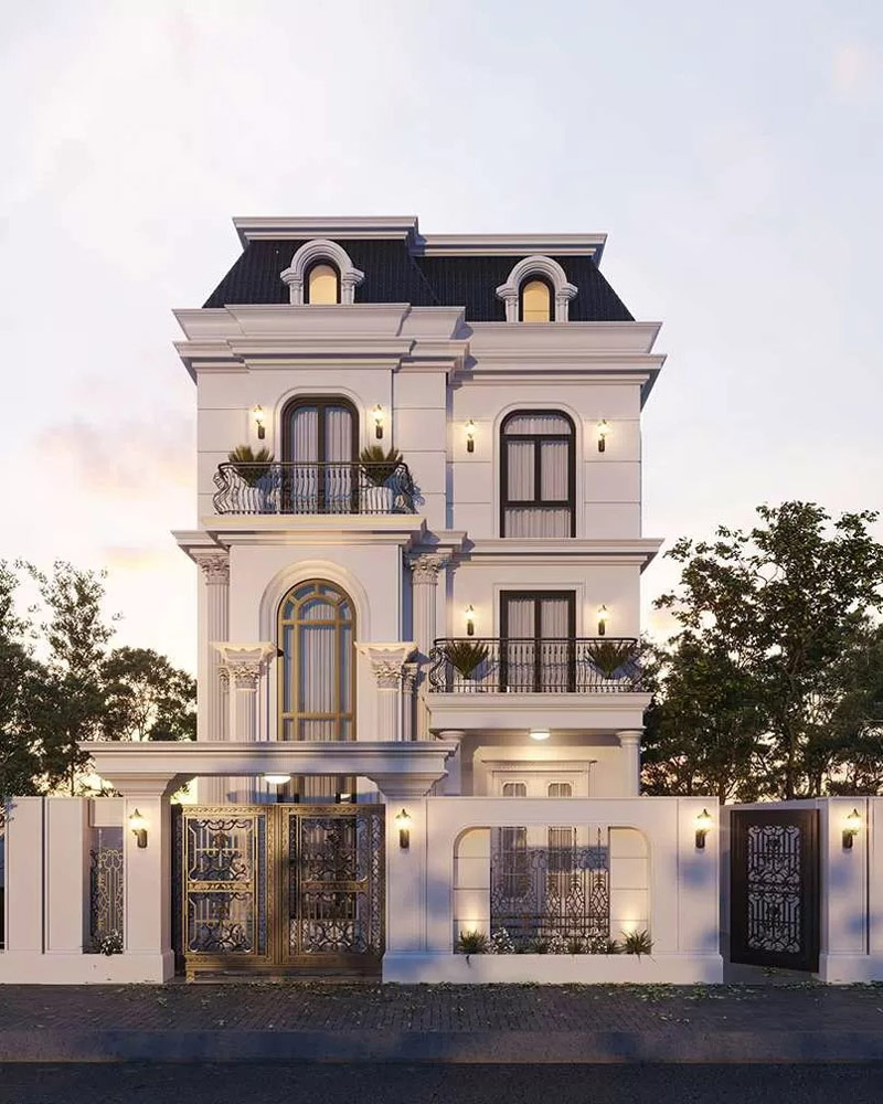 Mẫu nhà phố tân cổ điển với thiết kế 3 tầng